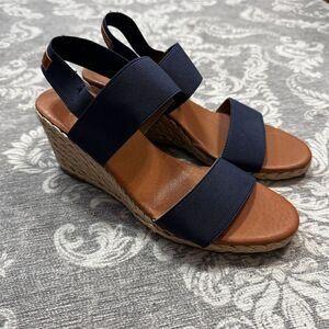 Tommy Bahama Women's Blue Wedge Espadrille Sandals Slip-On Casual